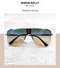 Retro Oversized Sunglasses for Men and Flat Vintage [SHEEN KELLY] Women, Square, Rimless, Top,
