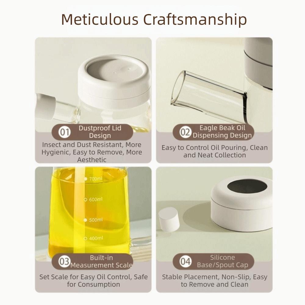 700 ML Glass Oil Bottle Leak-proof Heat-resistant Gravity Oil Bottle with Handle Large Capacity Olive Oil Dispenser Restaurant