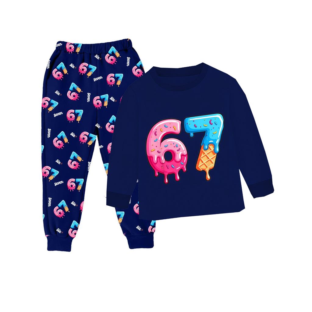 Children's Fashion Suit Skirt Round Neck Long Sleeve Top Pants