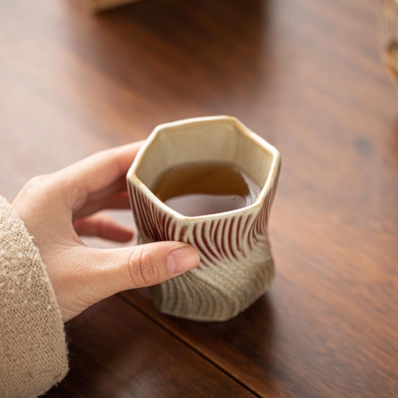 Threaded Rough Pottery Teacup Creative Master Cup Kiln Change Retro Kung Fu Tea Set Ceramic Cups