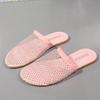 Cross-border Large-size Low-heeled Fishnet Socks Slippers Women's New European and American Style Independent Station Popular Rhinestone Sandals Women