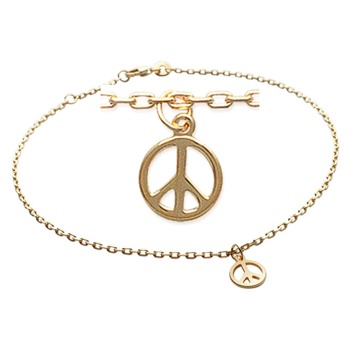 

Les Trésors De Lily [J3079] - Ножной браслет Peace с позолотой - 25 см 8 мм