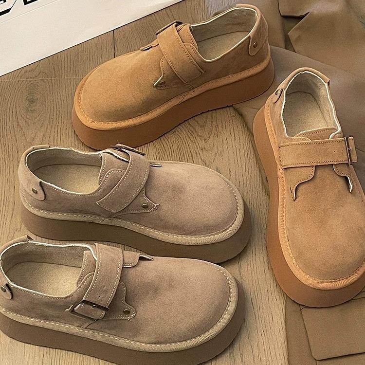 

Retro Boken shoes women s 2024 autumn new one-pedal loafers thick-soled heightened soft-soled Doudou shoes tide 35