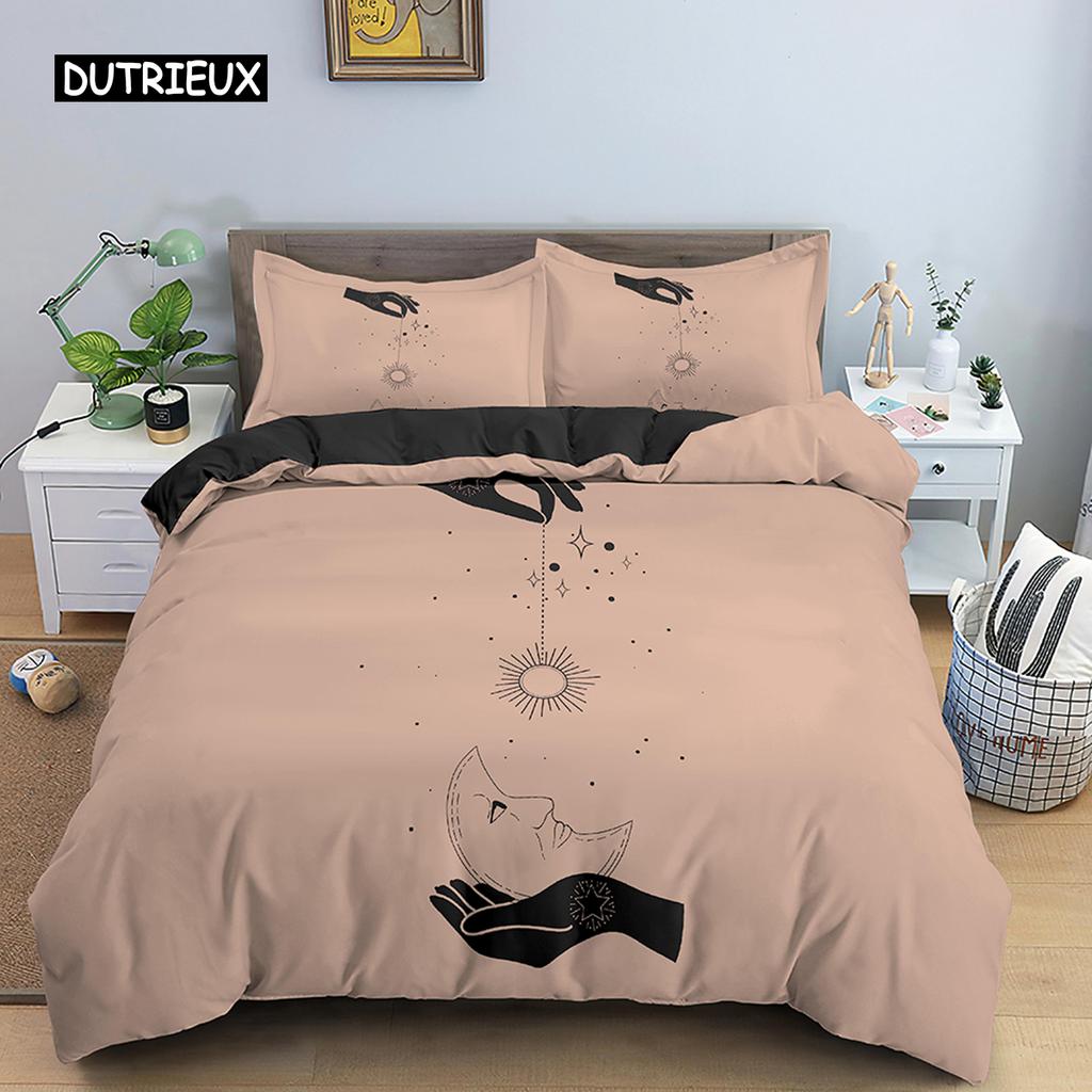 Hand Palm King Queen Duvet Cover Boho Magic Mandala Bedding Set Hand of Fatima Quilt Cover Hamsa Hand Polyester Comforter Cover