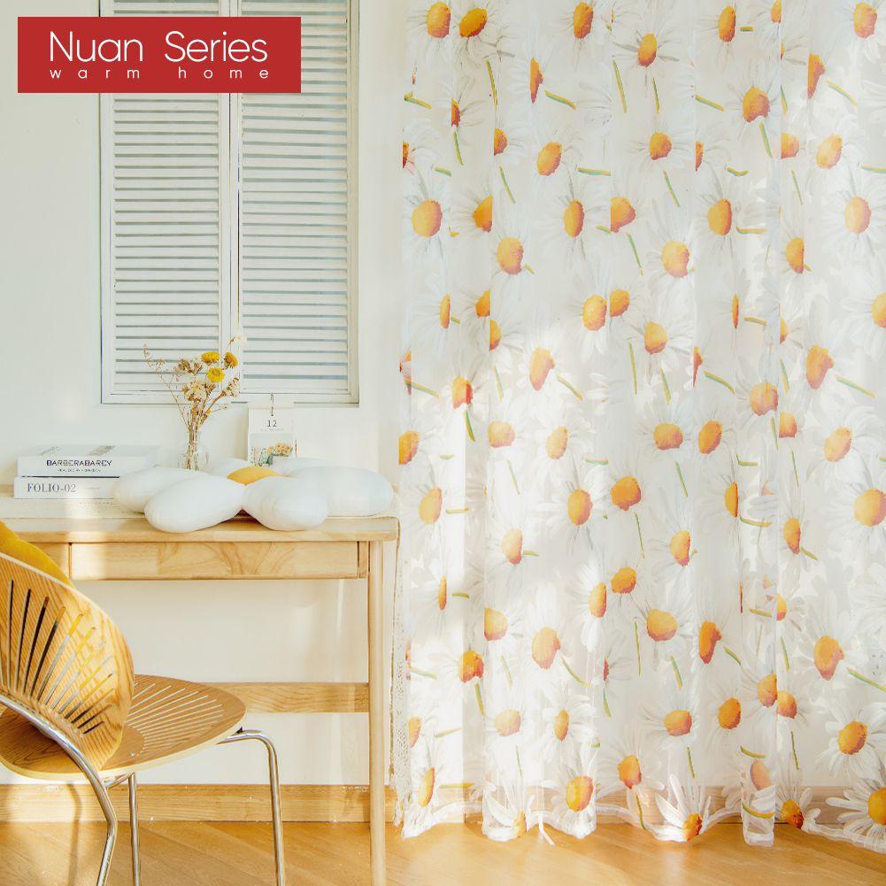 1PC Nuan Serie Daisy Blume Sheer Vorhang Fenster Schlafzimmer Wohnzimmer Küche Mode Moderne Tüll Vorhang Wohnkultur