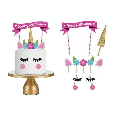 3D-Einhorn-Kuchenfahnen, Geburtstagsparty-Dekoration, Kuchendekoration, Partyzubehör-Set, Party-Dekoration