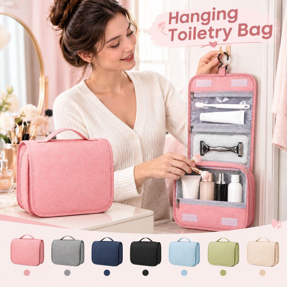 2-Fold Travel Cosmetic Bag Foldable Makeup Organizer Portable Toiletry Organizer  Daily Grooming