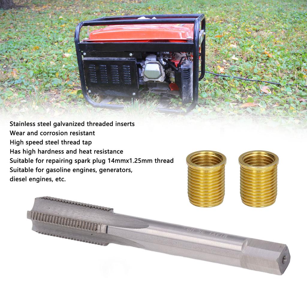 ZK20 Spark Plug Thread Hole Repair Tools Metal M12x1.25 Inserts M14x1.25 Tap 14mm Rethreaded Kit