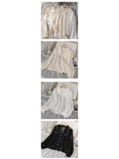 2025 Autumn Trendy White Peter Pan Collar Fairy Blouse for Women