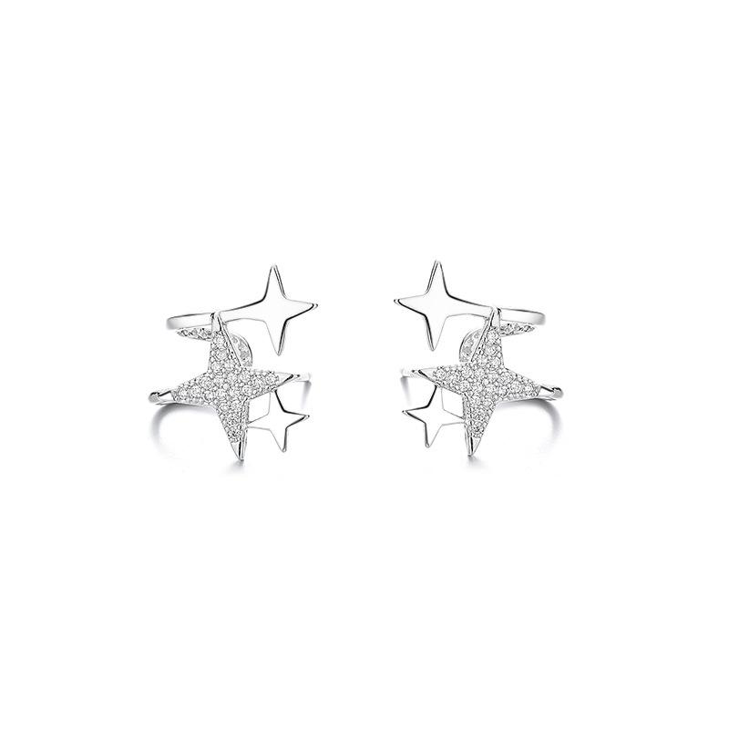 Gu Maoning, Female High-End Sense Flash Diamond Four-Point Star Stud Earrings, Korean U-Shaped Small Fragrant Wind With Earrings 20