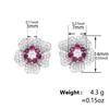 ZAKOL Bling CZ Flower Stud Earrings AAA Cubic Zirconia Aesthetic Women's Ear Accessories Bright Red Earrings Trendy Zircon Gift