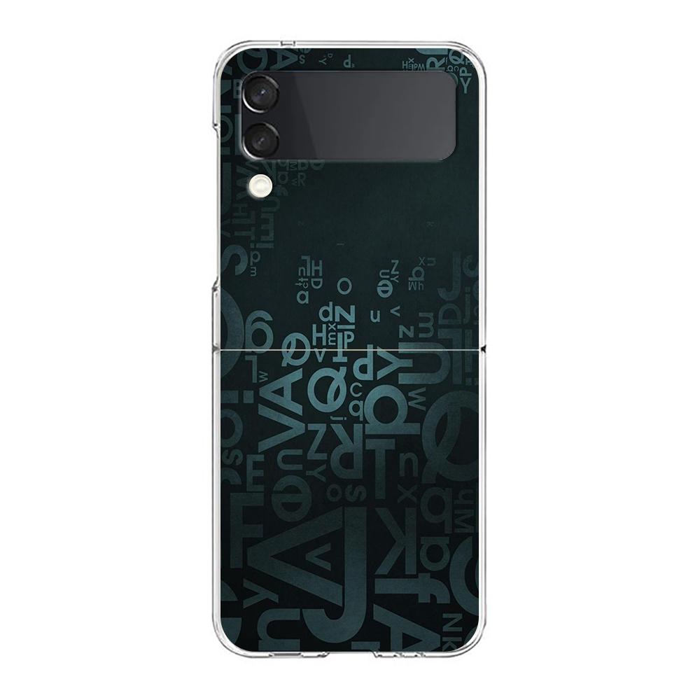Phone Cover For Samsung Galaxy Z Flip 7 6 5 4 Case Transparent For Samsung Z Flip 3 Hard PC Foldable Shell Number Pattern Capas