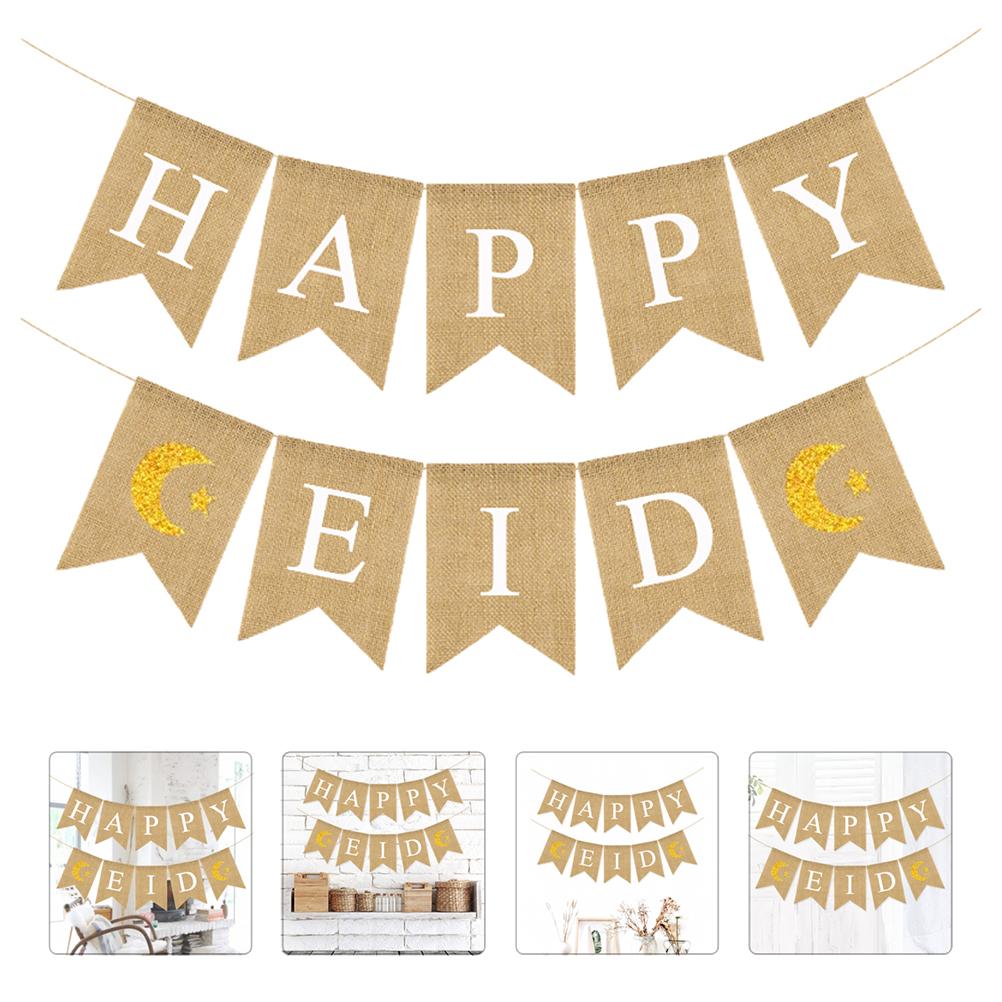 

Рамадан флаг ассорти цветной баннер гирлянда счастливый Ид ласточкин хвост простые в использовании принадлежности для украшения вечеринки льняные практичные 18X13CM