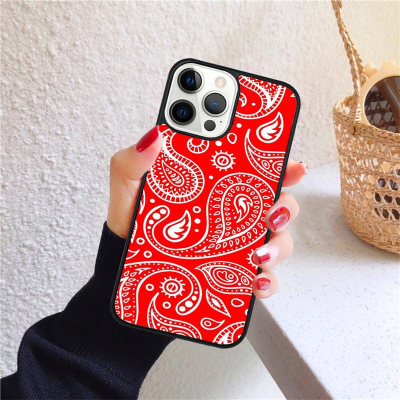Red Bandana Paisley Phone Case for iPhone 17 Air 16 Coque 15 14 12 13 PLUS 11 PRO MAX Back Cover Fundas Shell