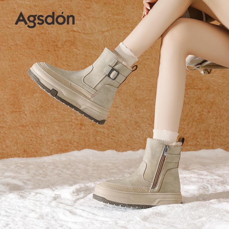 Platform snow boots new winter gray piled thickened boots short cotton shoes