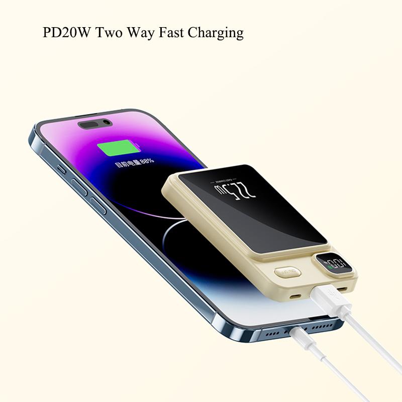 30000mAhMini Power Bank Magnetic 22.5W Super Fast Charging Qi PD20W Wireless Charger Powerbank For iPhone 15 Samsung Xiaomi