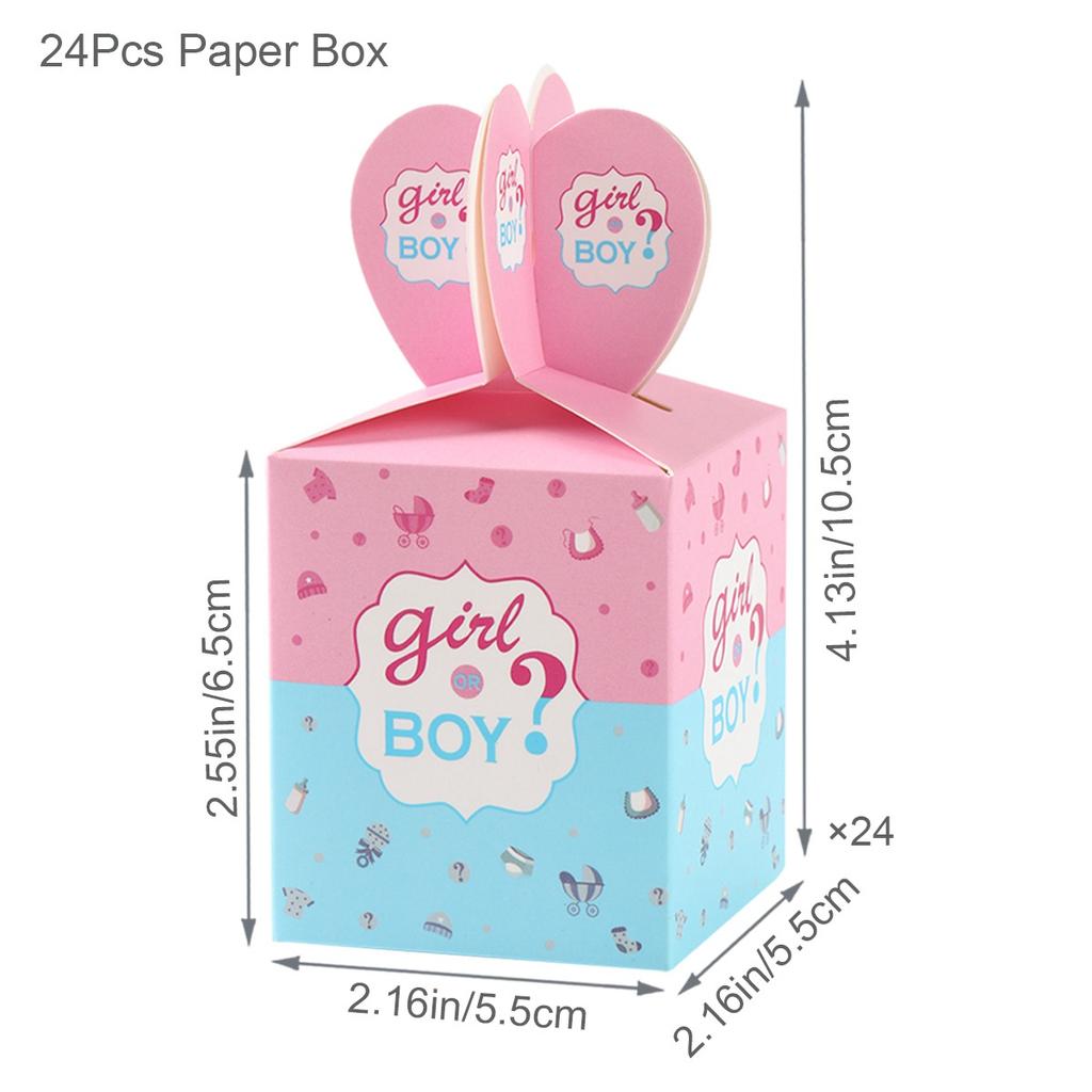 4/24 szt. Pudełko na prezent Urodziny Pierwsza Komunia Dziewczynka Chłopiec Baby Shower Ślubne Pudełko na Ciasto Opakowanie Dekoracja na Imprezę Gender Reveal