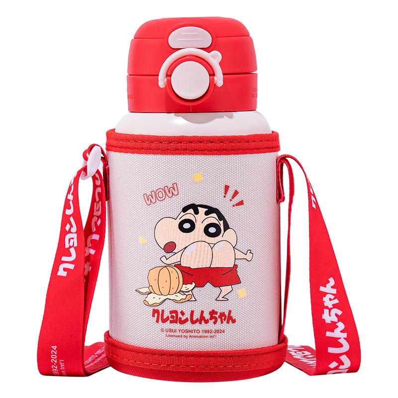 Kids Water Bottle with Straw Big Cap Stainless Insulated Cup Mug Male and Female Students Kids Drop-proof Kettle Durable