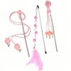 Cat Teaser Wand Set with Floral Tassel Cartoon Design, Interactive Toy for Indoor Play