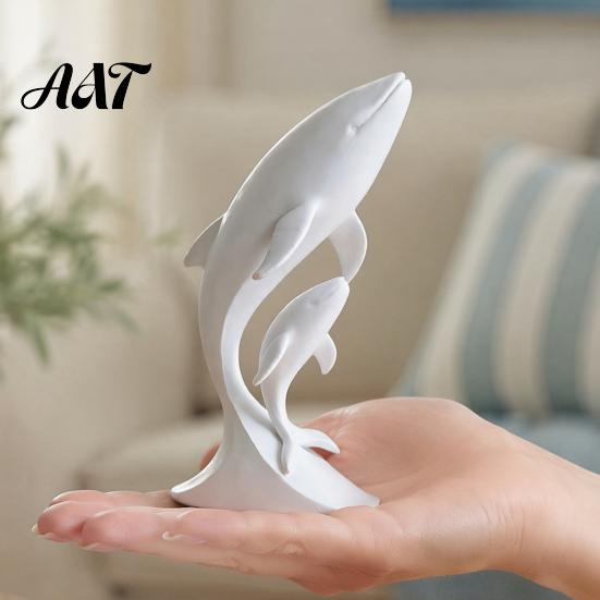 Unique Whale Statue for Shelf 3D Printed Ornaments, Mother And Child Figurines, Art Nursery Decor Modern Minimalist Double Sculpture Home Office