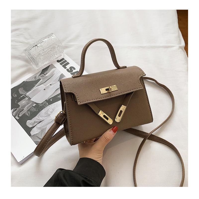 Minimalistische Faux-Leder-Schultertasche mit Schlossverschluss für Damen Trendige Crossbody-Tasche