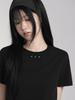 Lupeu Cut-Out Stud Applique Short Sleeve Tee Black