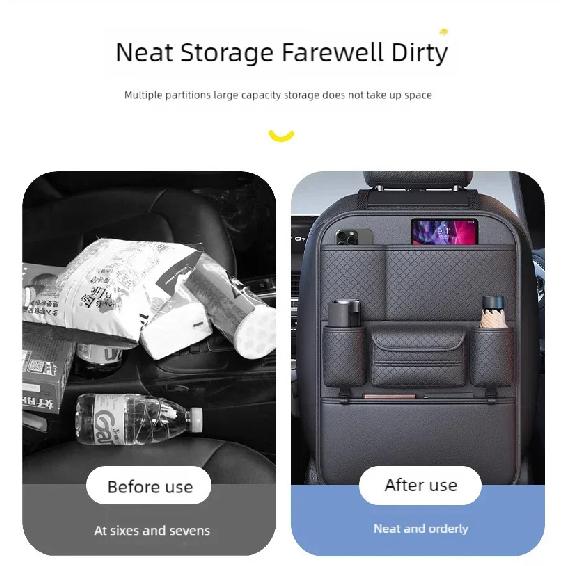 Multi-functional Car Seat Back Organizer High-Capacity Multi-Pocket Backseat Storage Bag Wear-Resistant Anti Kick Mat