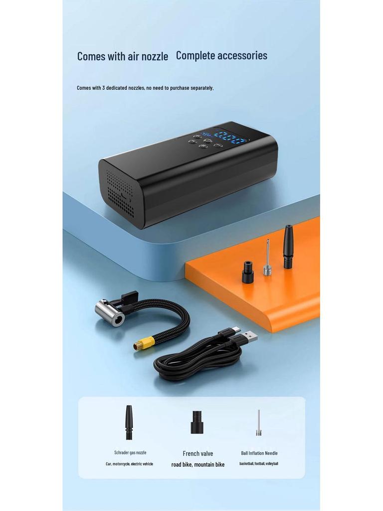 12V Wireless Electric Air Pump for Cars, Motorcycles, and Bicycles