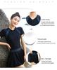 2024 Trending Women's One-Piece Skirt Swimsuit: Color-Contrast, Slimming, Belly-Covering, Conservative, Student Style, Sun-Protective