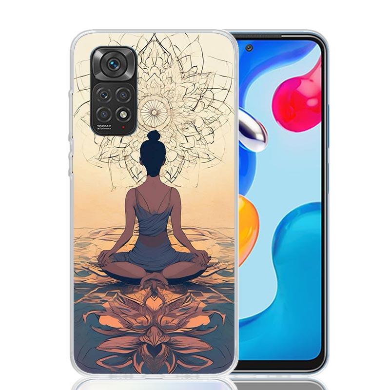Meditation Yoga Girl Phone Case For Xiaomi Redmi Note 13 14 15 Pro Plus 12S 12 14S 11S 11E 10 10S 11 11T 5G 4G Cover Coque Redmi