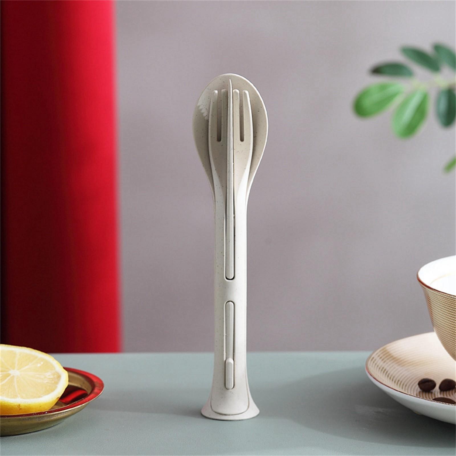 Three-in-one Knife Fork Spoon Portable Tableware Three-piece Tableware Set Gift One Size бежевый