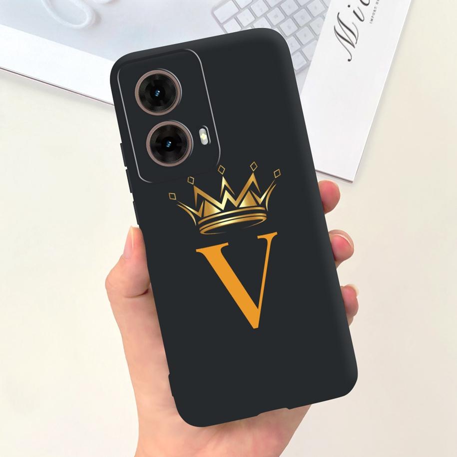 For Motorola Moto G85 Case 2024 New Luxury Initial Letters Soft Silicone Protective Cover For Moto G85 5G G 85 Shockproof Bumper