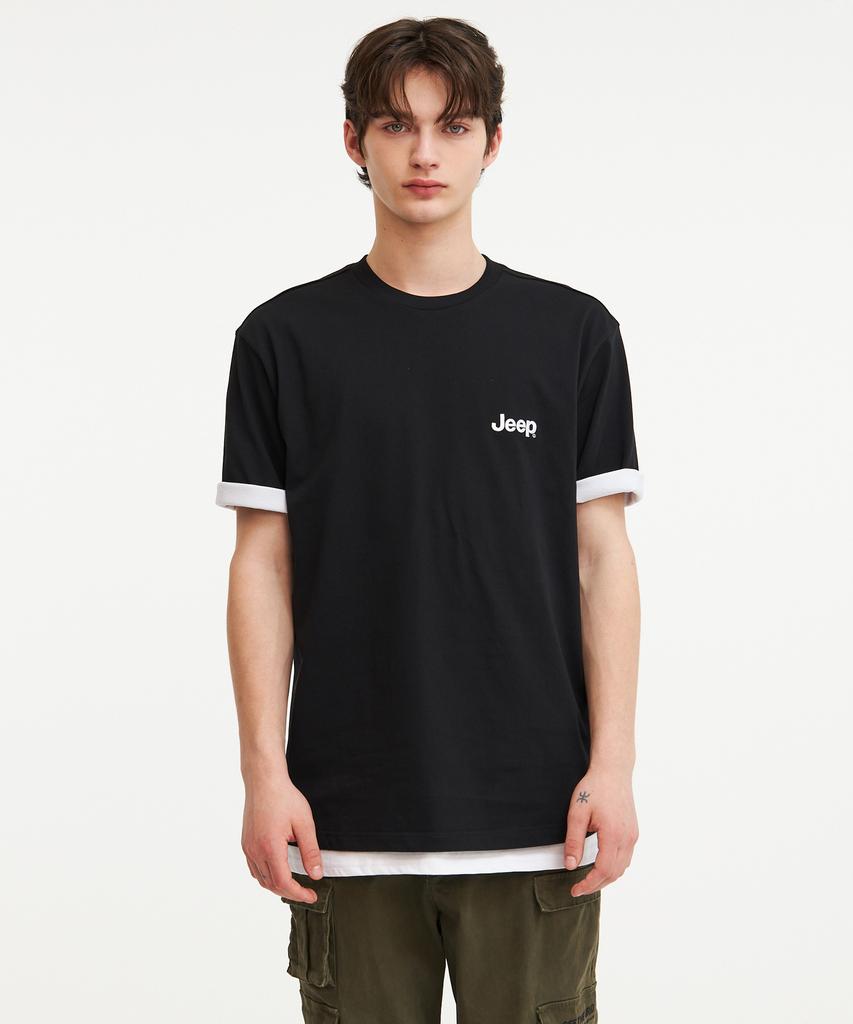 JEEP [2Pack] 170G Single Airgram Layered Short Sleeve T-Shirt (Jq5Tsu150Bk)