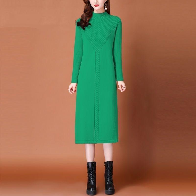 Long Sweater Women's Knee-length Autumn and Winter Dress Women's Loose Knitted Sweater Dress Pullover