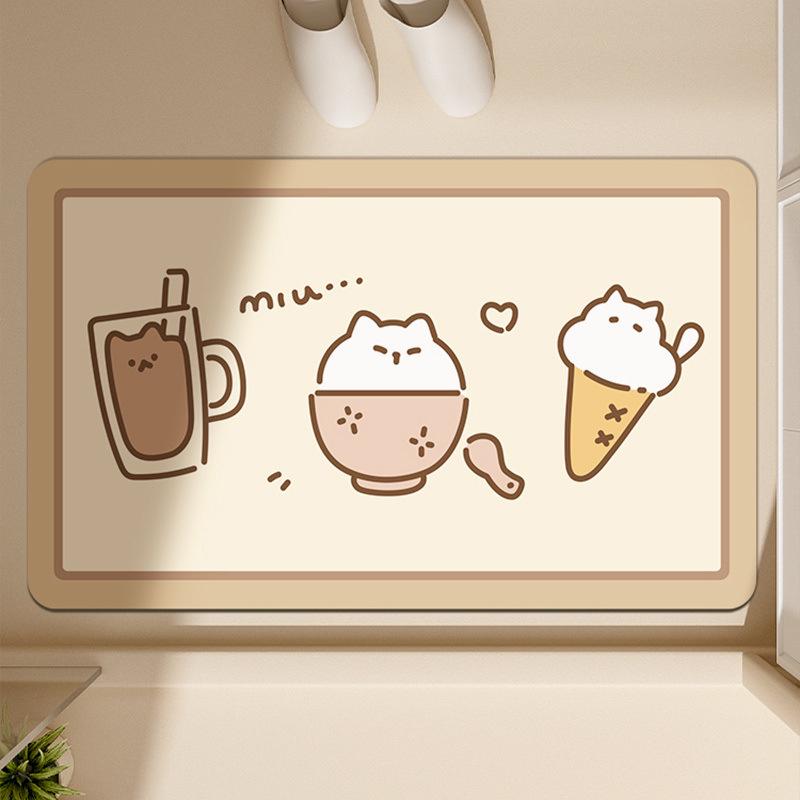 Cute Cartoon Anti-Slip Diatom Mud Bathroom Mat - Water Absorbent Foot Pad for Toilet Door