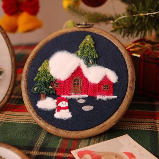 Light-up Christmas Embroidery Kit Snowman Christmas Tree Hand Embroidery Starter Kit with String Lights Hoop Threads Needles Fabric DIY Embroidery