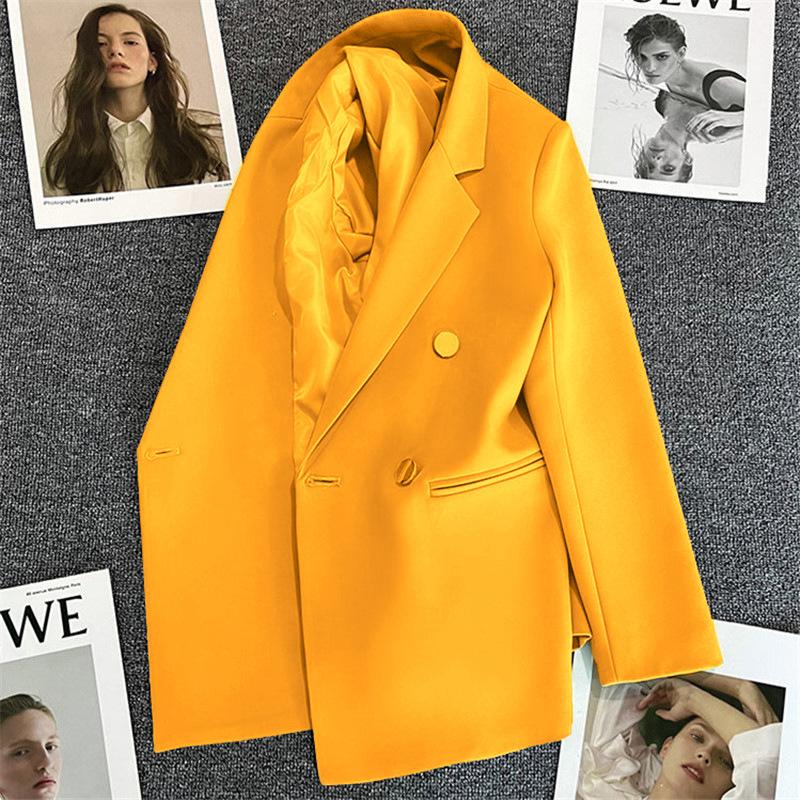 Moda coreana Casual mujer Color sólido chaqueta con bolsillos traje cárdigan de manga larga chaqueta Blazers multicolor