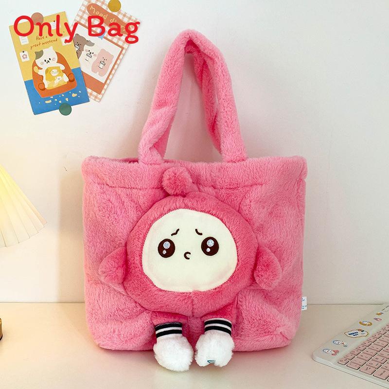 Kuromi Large Tote Bag With Plush Embroidery For Daily Casual Use