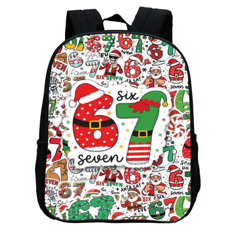 Printed Kindergarten 67 Six Seven Schoolbag, Cartoon Animation 12-inch Backpack Casual and Light