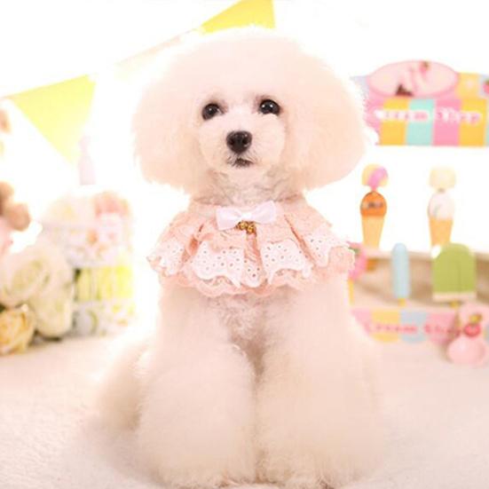 Pet Dog Cats Puppy Three-layer Lace Bowknot Bell Collar Bib Necklace Neck Strap