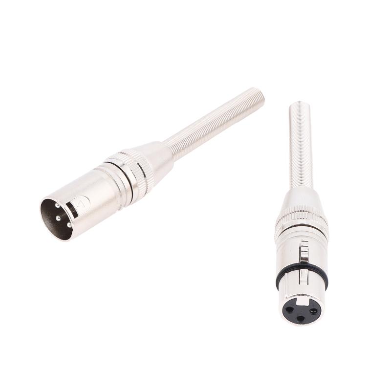 1 2Pcs 3 Pin XLR Male Female Audio Connector With Long Spring For Microphone Plug Signal Stability For Home Studio Podcast Setup
