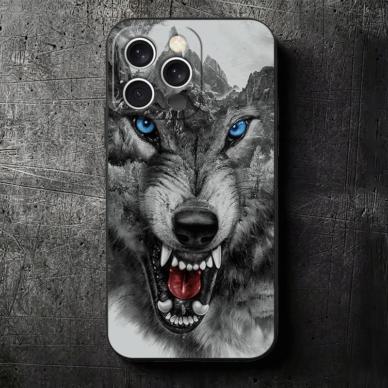 Wolf Moon Animal Soft Phone Case for iPhone 16 16E 17 Air 15 Pro Max 14 Plus 13 Mini 11 12 7 Black Cover Back Shell