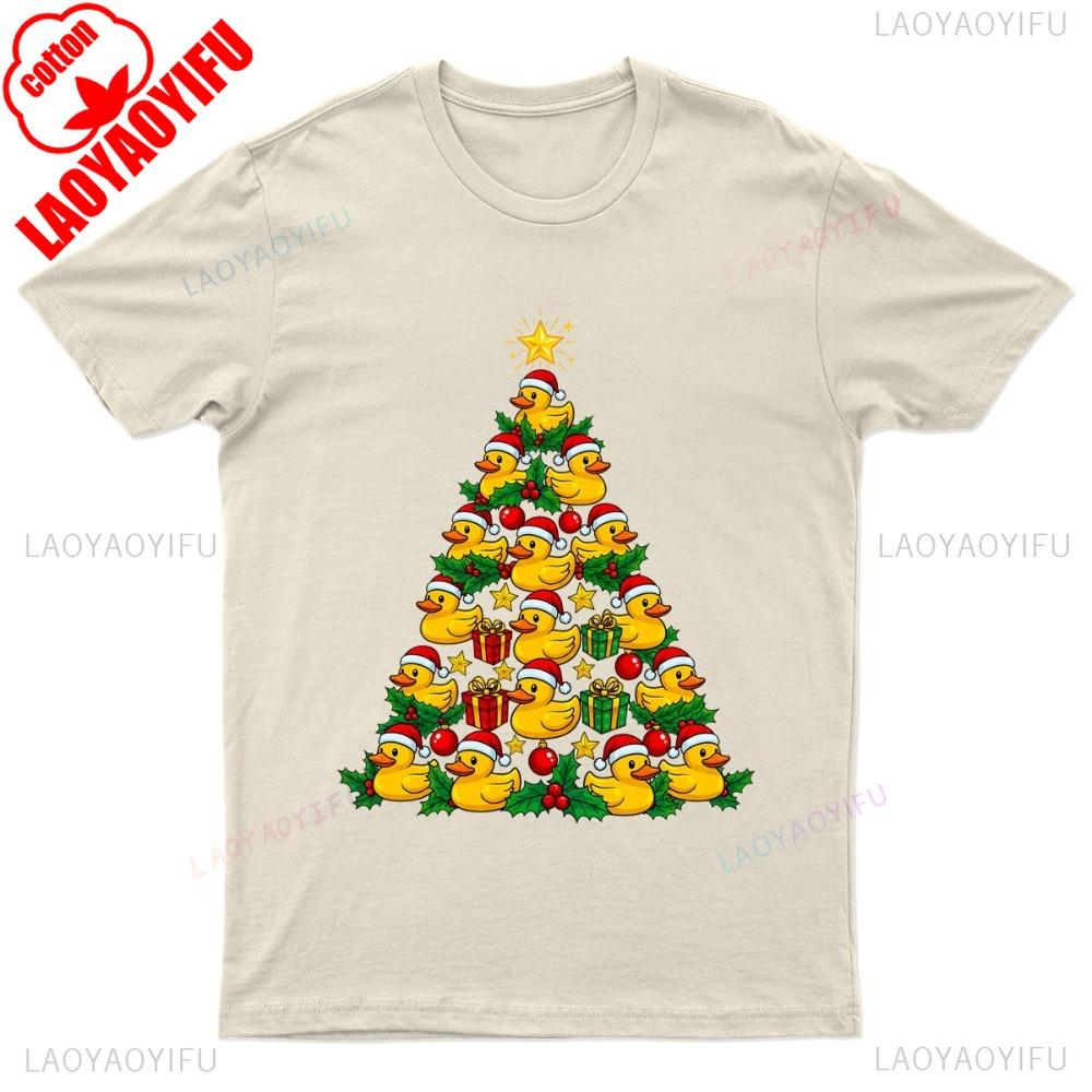 Rubber Ducks Christmas Tree TShirt Unisex Gift Retro Funny Christmas Ducks Graphic Shirt New Year Streetwear Gift Men Clothing