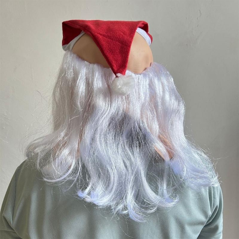 Santa Mask Costume Christmas Santa Costume Accessories for Christmas Party, Santa Mask Costume with Santa Hat and Beard
