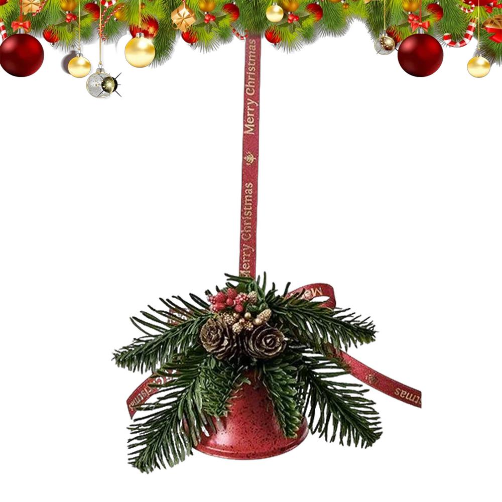 Christmas Bell Ornaments Festive Ornament With Bow And Pine Needles Christmas Party Bells For Party Gathering Porch Winter