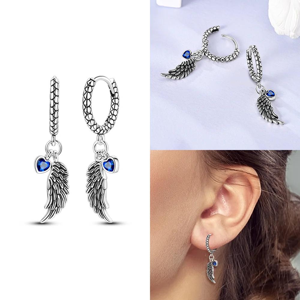 Charms 925 Silver Earrings Color Zircon Pink Bow Star Moon Shell Earrings Four-leaf Clover Woman's Accessory Jewelry
