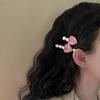 Hairpin Stable Non-Damaging Hair Clip with High-Gloss Imitation Pearls Pink Jelly Heart Design Princess Style Hair Accessory