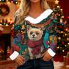 Dámské tričko Tričko Vánoční tričko s dlouhým rukávem Party Vánoční potisk Fleece s límcem s výstřihem do V