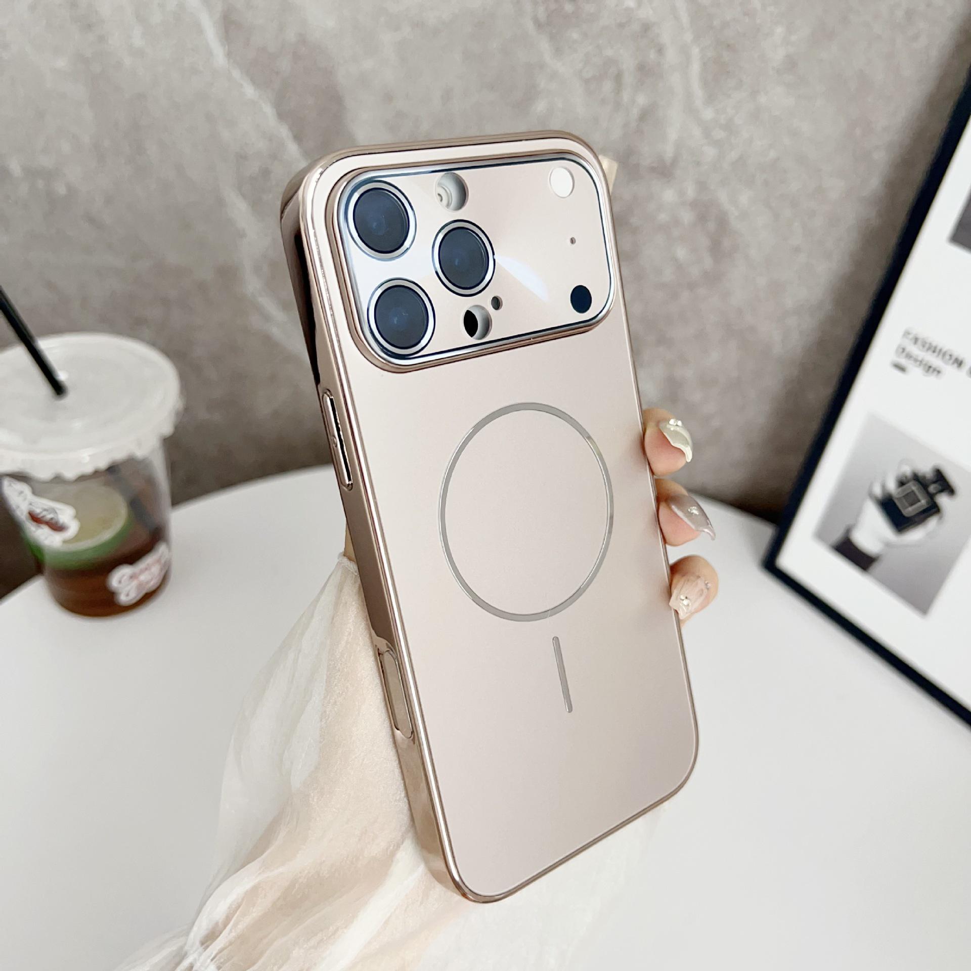 Electroplated Magnetic Case for iPhone 17 Pro Max: Frosted Skin-Feel, Large Window Design iPhone 13 Pro