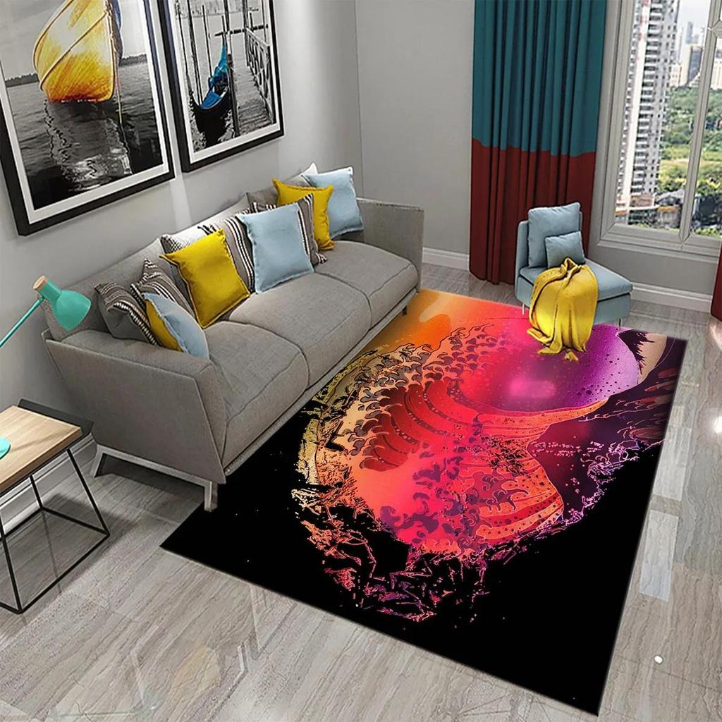 Japanese-style Sea Wave Carpet Floor Mat Entrance Doormat Home for Living Room Bathroom Bedroom Soft Non-slip Absorbent Area Rug